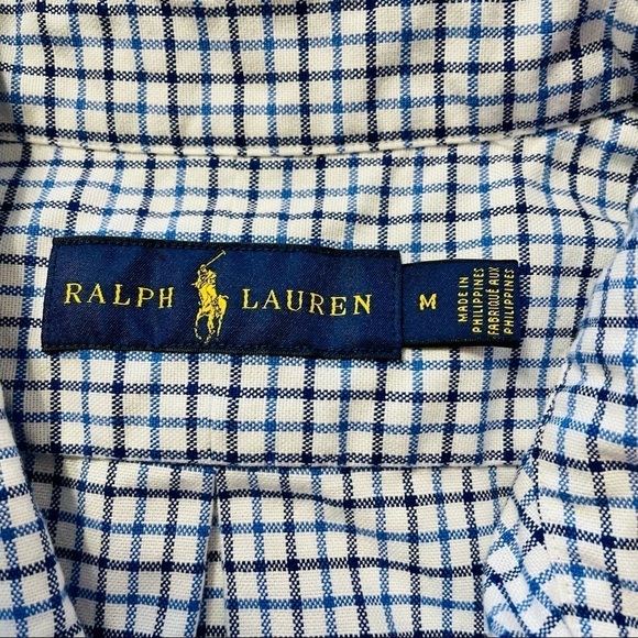 Ralph Lauren Polo Classic Oxford Button-Down Shirt Blue and White Check. Size M - Picture 3 of 8
